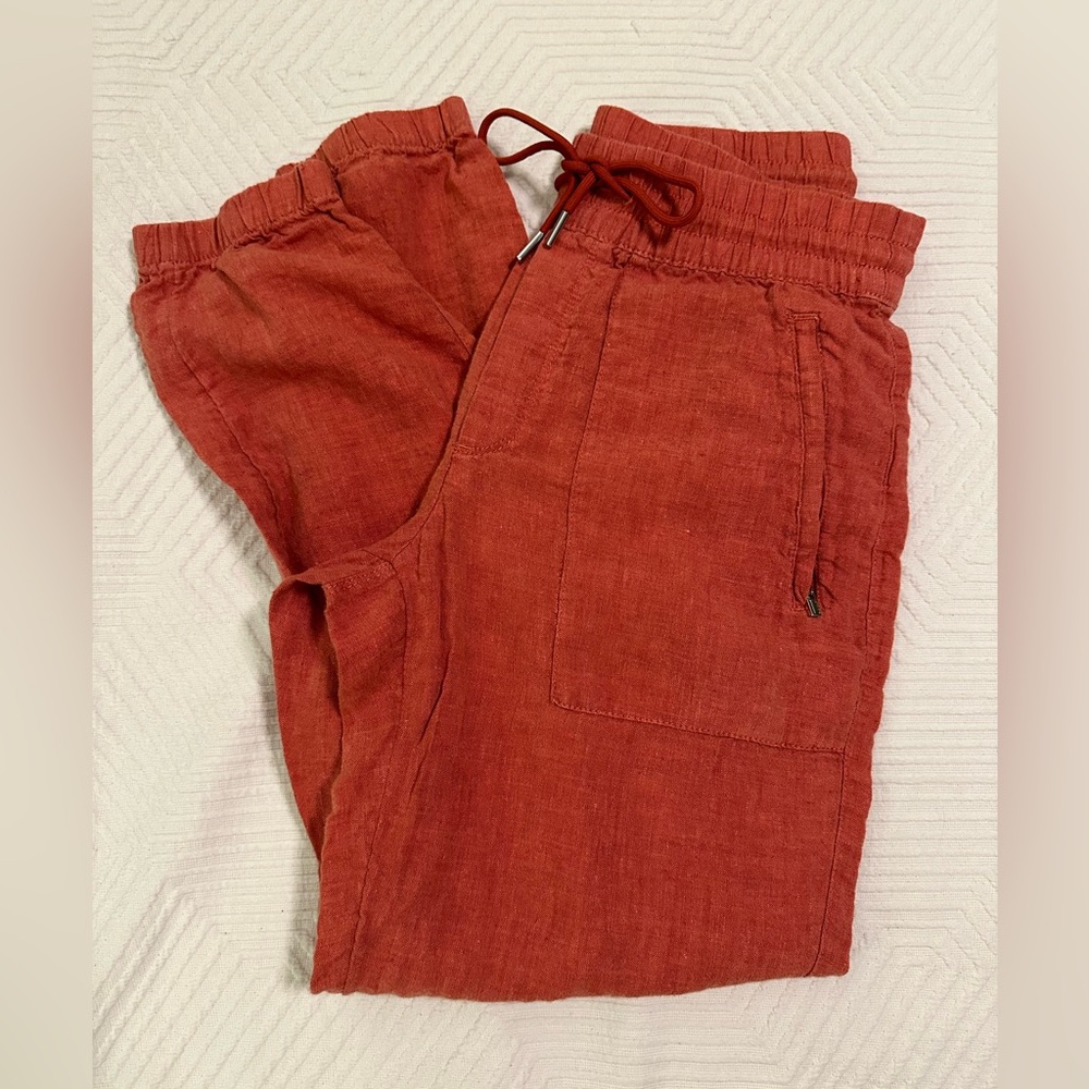 Athleta Linen Joggers, Sz 2, color Papaya